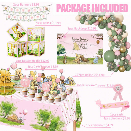 B4b3e Winnie baby shower 18-inch balloons add soft pink celebration vibes