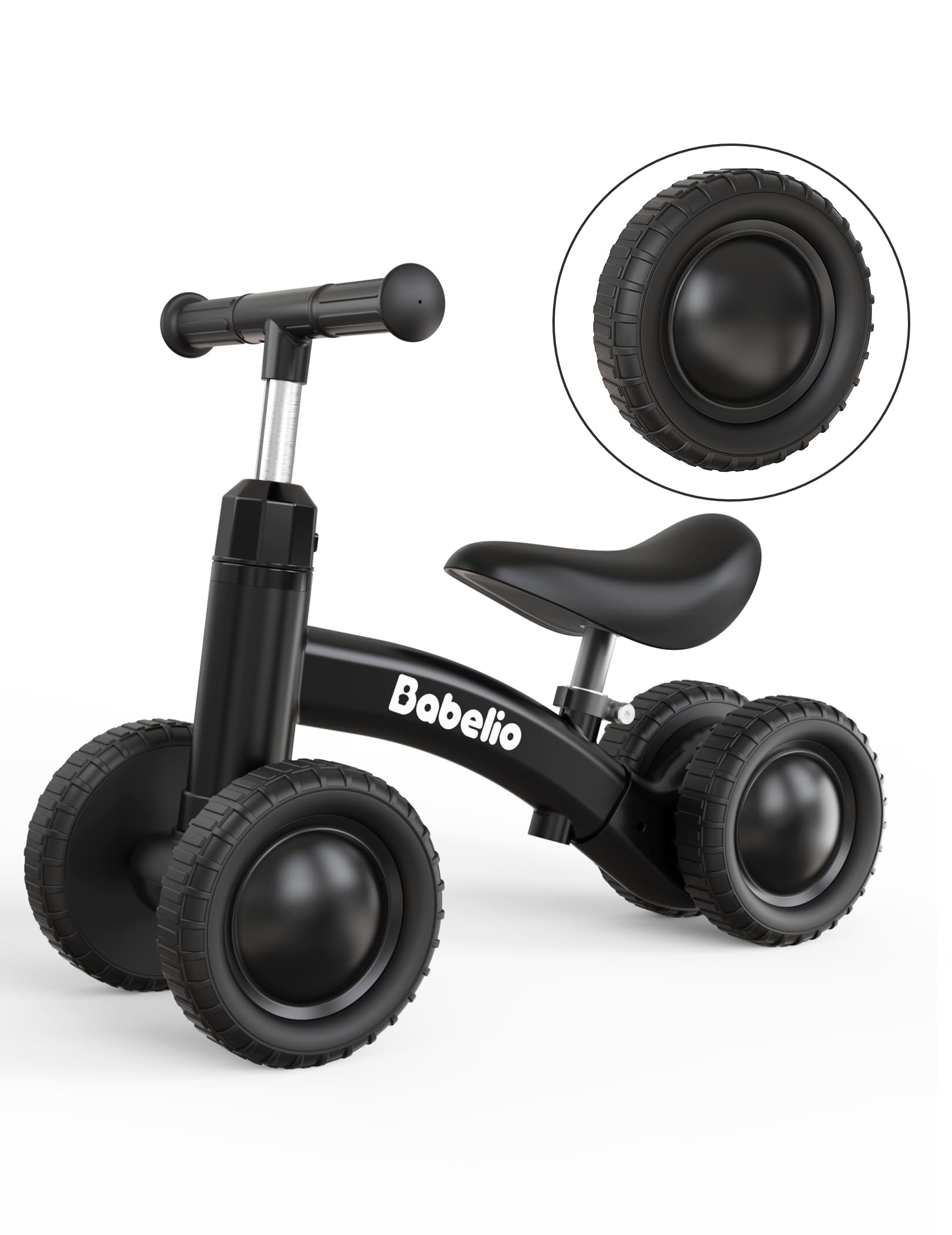 BABELIO Baby Balance Bike with off-roader design for confident indoor and outdoor rides.