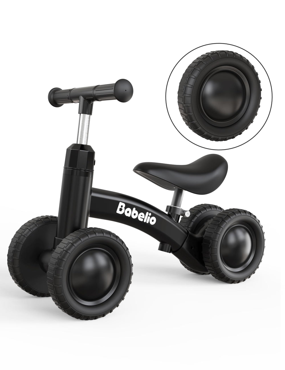 BABELIO Baby Balance Bike with off-roader design for confident indoor and outdoor rides.