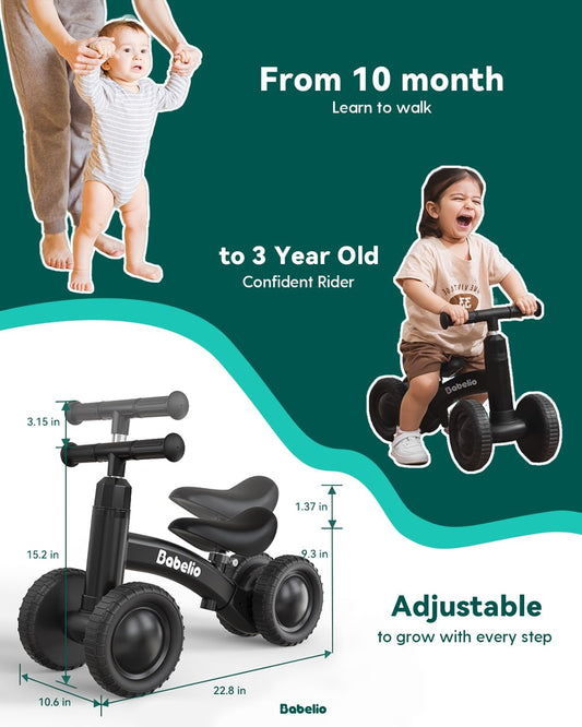BABELIO balance bike with durable TPE wheels for stable rides on multiple surfaces.