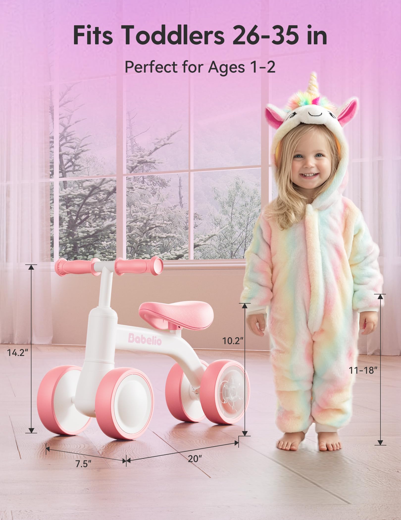 Lightweight 4.6-pound design of the BABELIO Magic Rider unicorn bike for portability