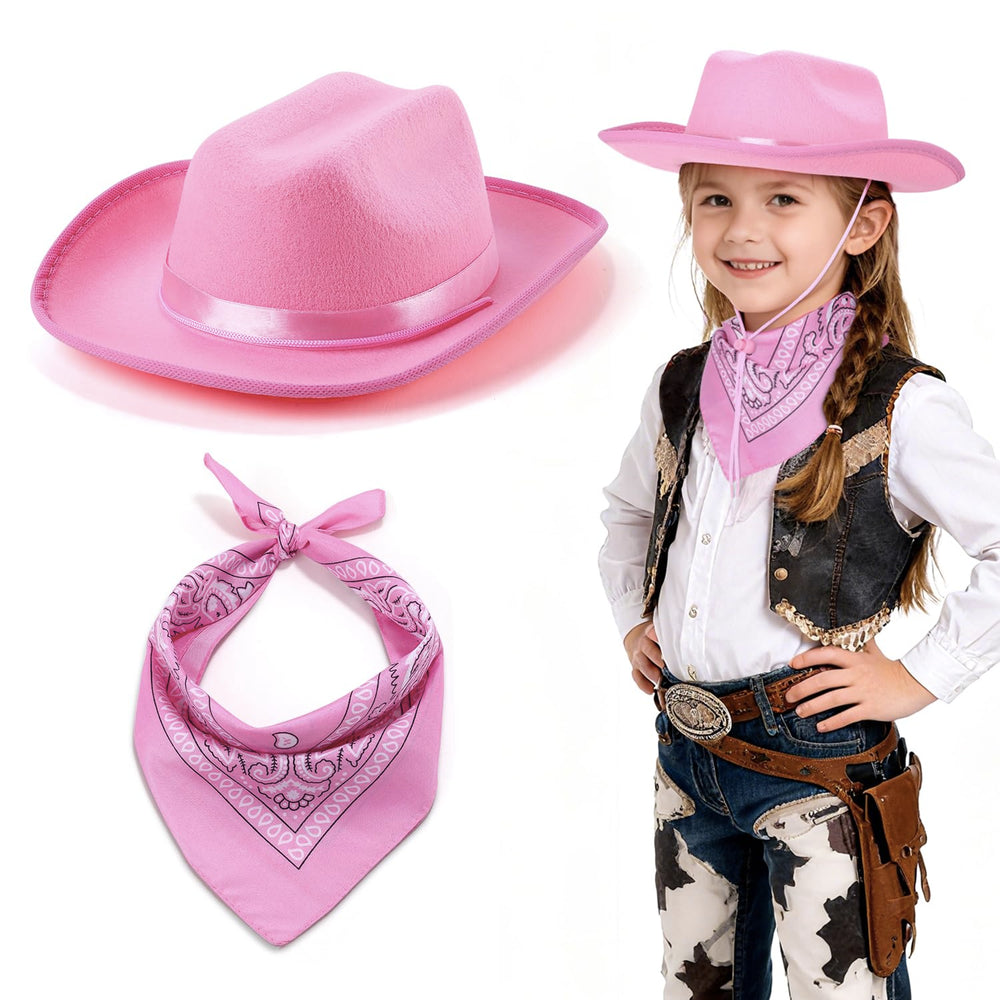 Babelshar toddler pink cowboy hat with curved brim for sunny days