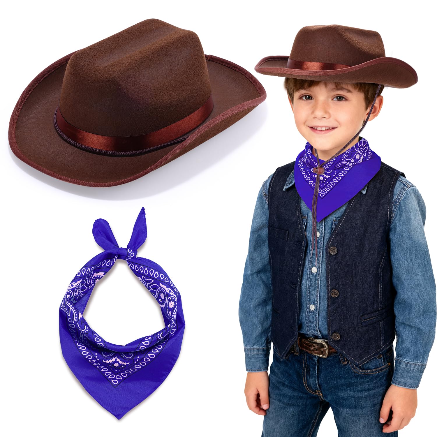 Babelshar toddler cowboy hat with curved brim for classic style and sun shade