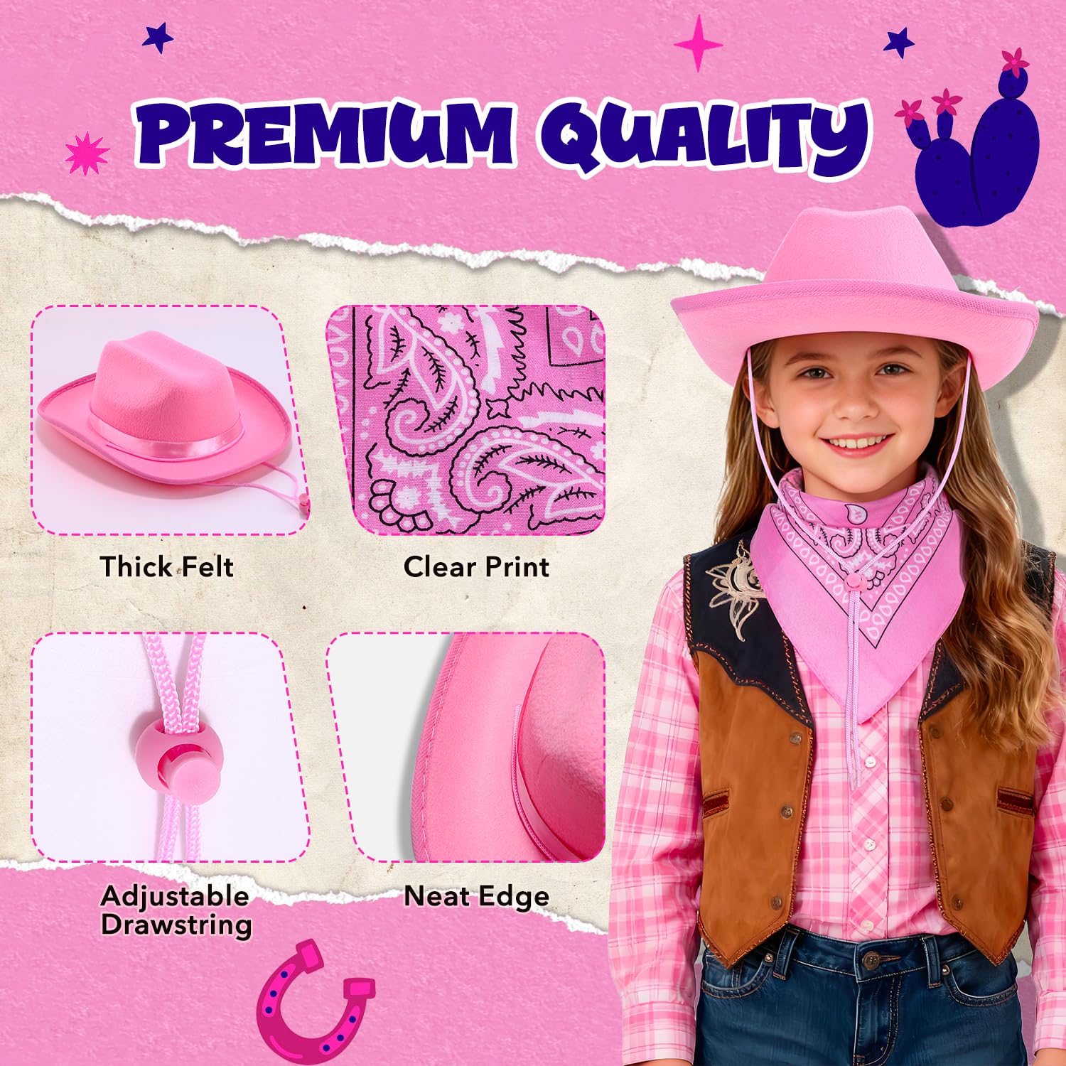 Babelshar toddler hat with bandana worn together for Western look