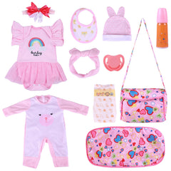 BABESIDE 11pcs doll clothes playset onesies — soft fabrics for realistic dress-up
