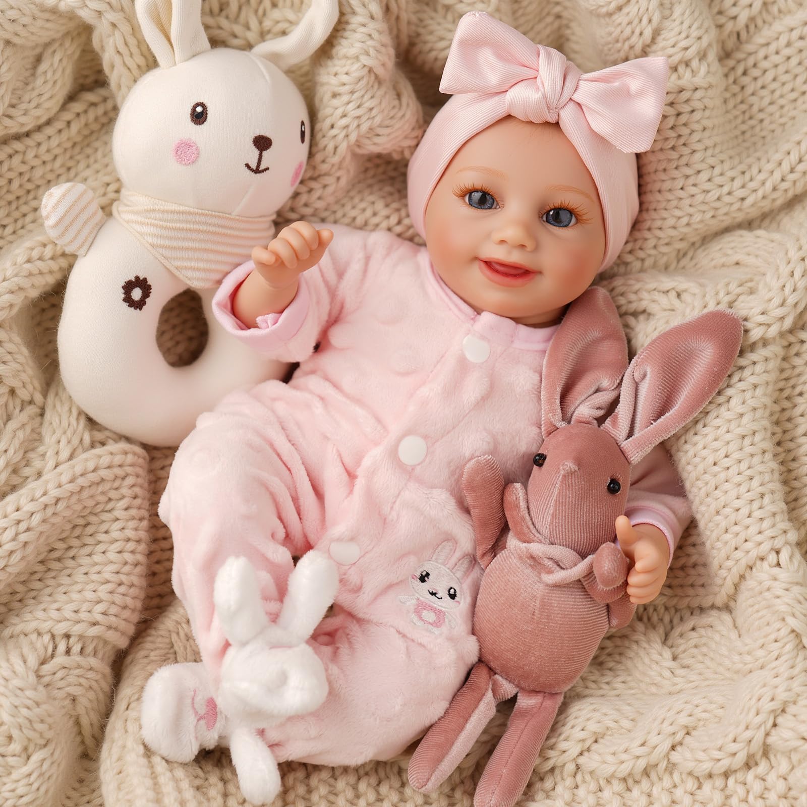 Babeside 12 inch lifelike reborn baby doll face detail for realistic pretend play.