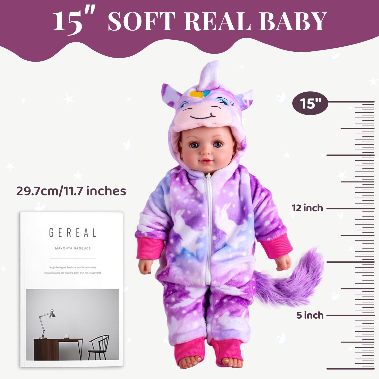 BABESIDE 15-inch size fits little arms for easy carrying.