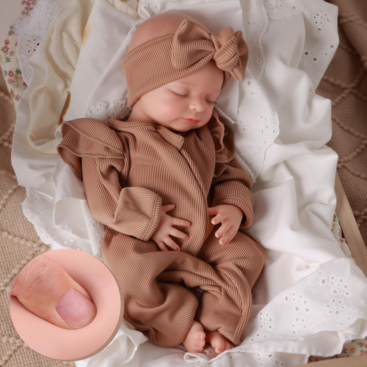 BABESIDE 16-inch silicone baby-doll full-body detail for lifelike cuddling and pretend parenting