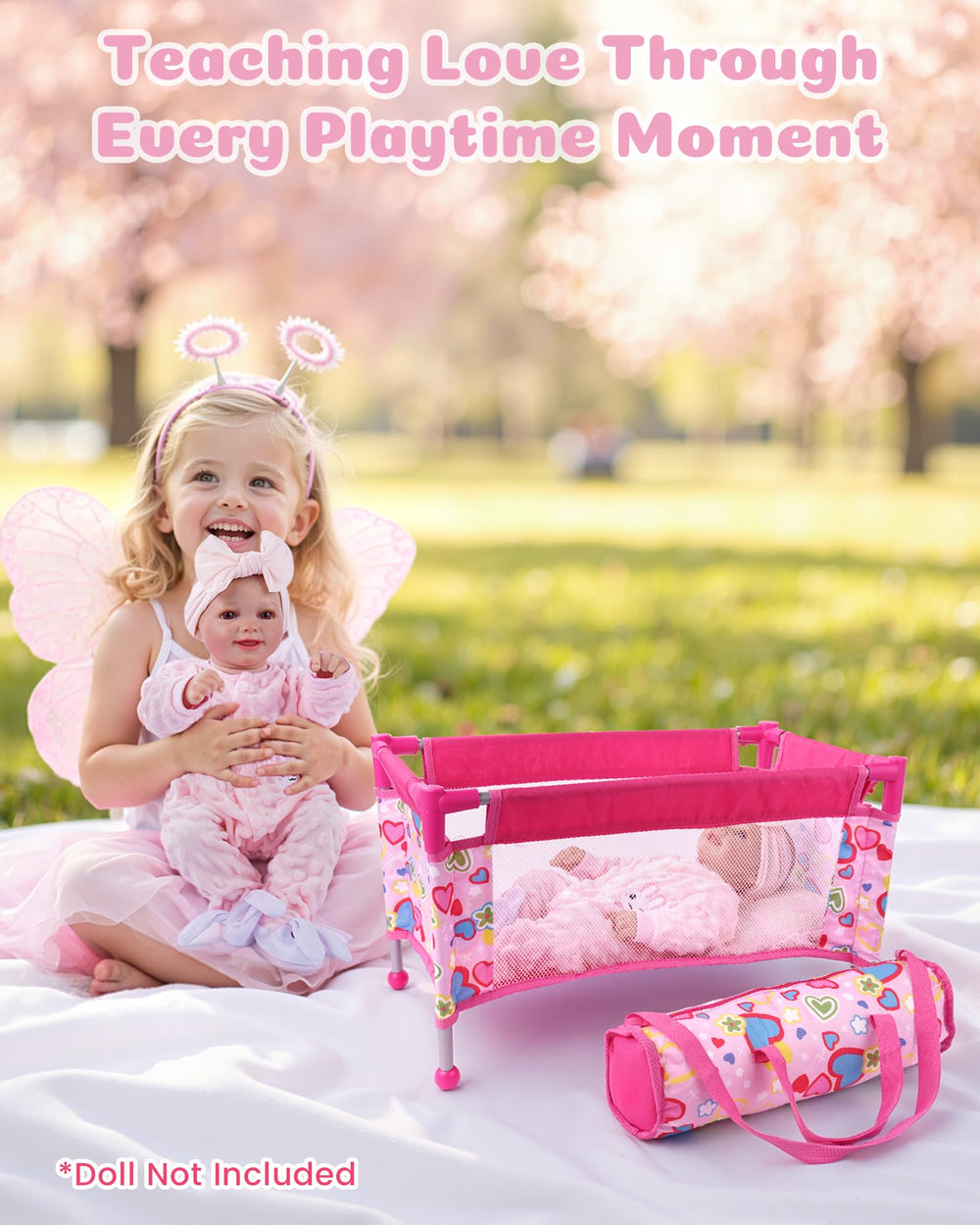 BABESIDE 18-inch compatible crib fits reborn dolls for cozy nap time.
