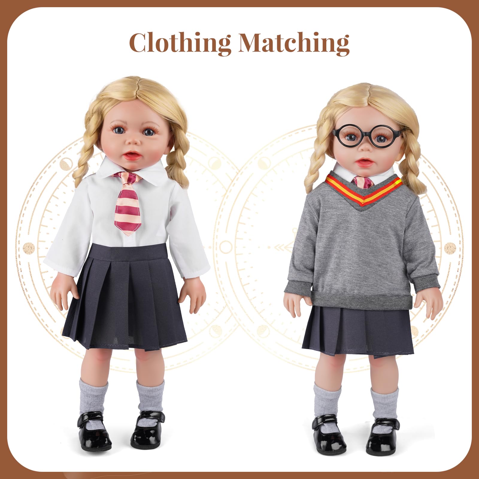 BABESIDE pleated skirt suits 18-inch dolls for classic schoolgirl style