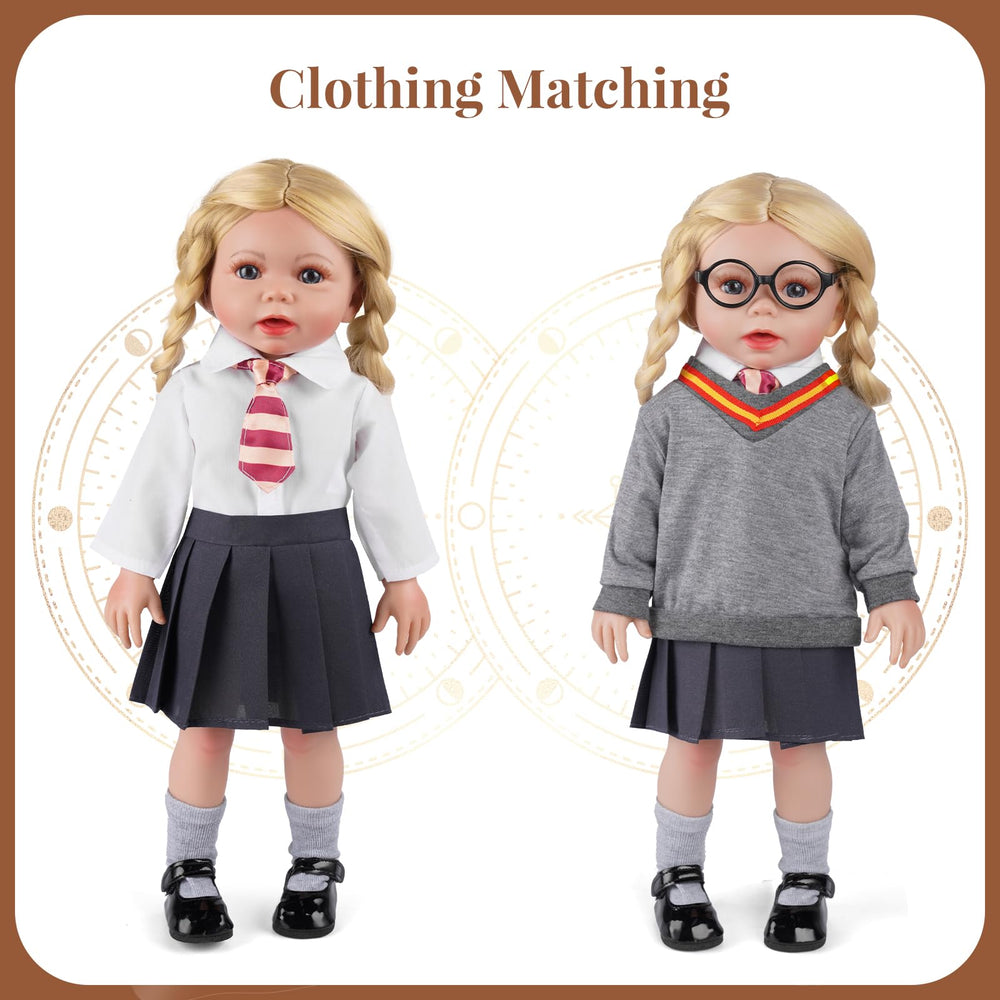 BABESIDE pleated skirt suits 18-inch dolls for classic schoolgirl style