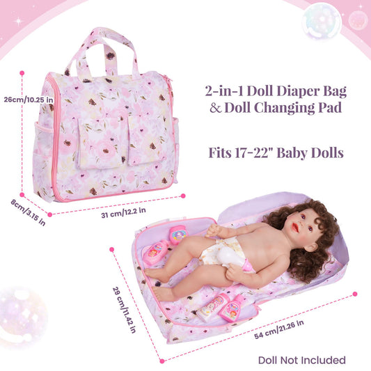 BABESIDE 2-in-1 changing pad and diaper bag ready for doll dressing