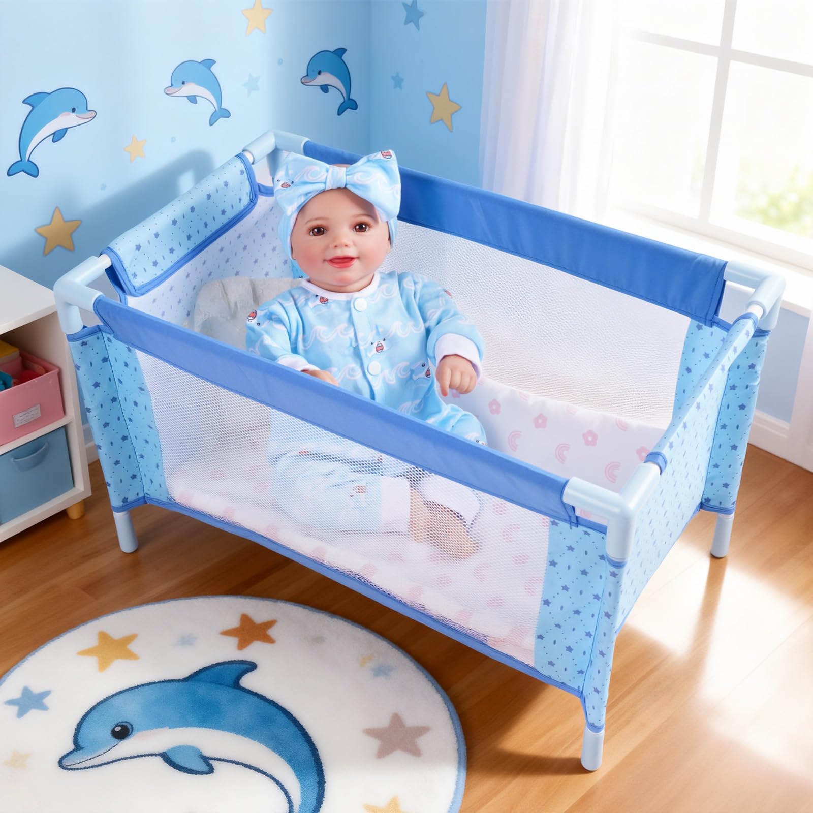 BABESIDE foldable doll bed with compact assembly for on-the-go play