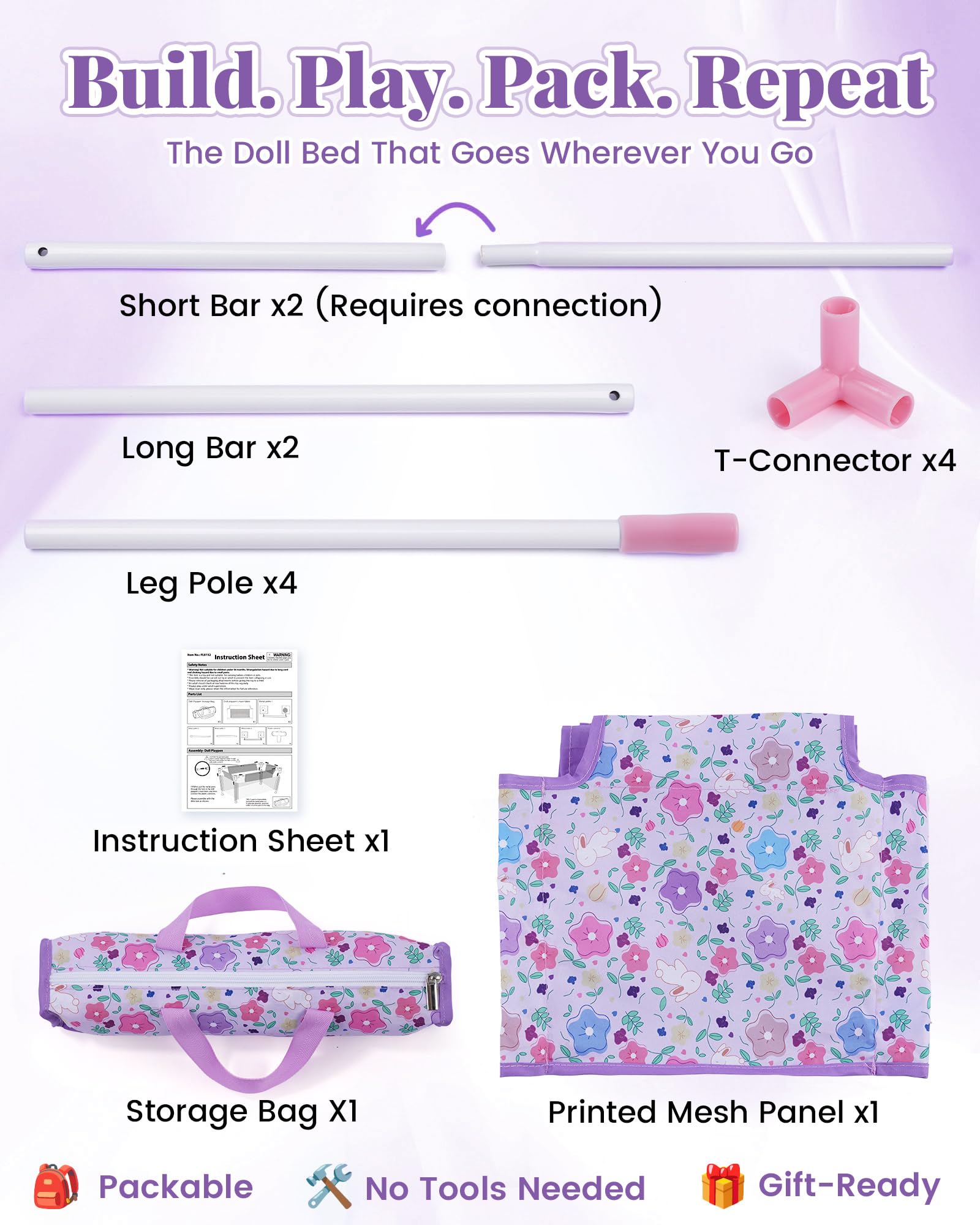 BABESIDE compact folded crib fits easily into a storage bag.