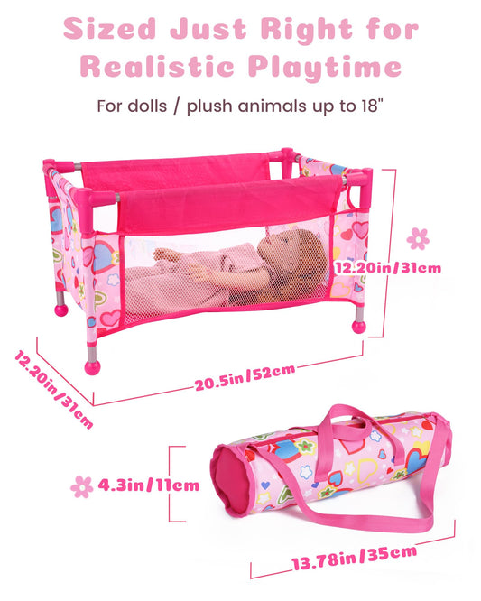 BABESIDE baby doll crib with storage bag keeps accessories organized during travel.