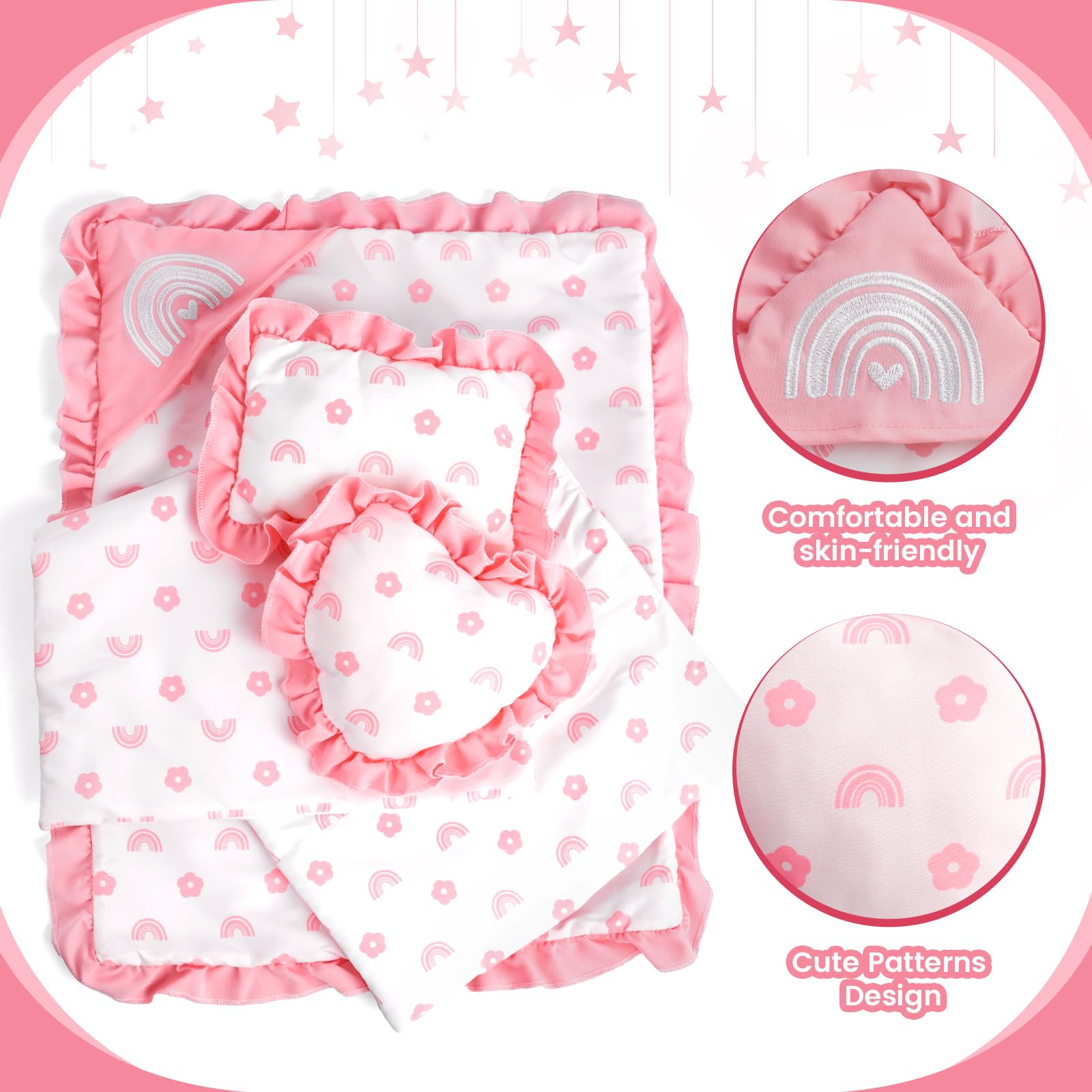 Babeside two pillows set supporting comfy napping during doll care routines.