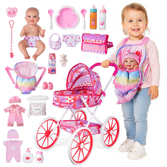 BABESIDE baby doll stroller with smooth-push wheels for toddlers
