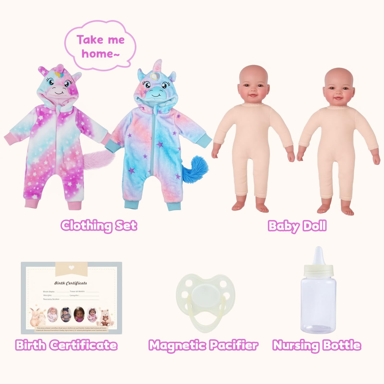 BABESIDE twin dolls in unicorn outfits promote magical dress-up and play