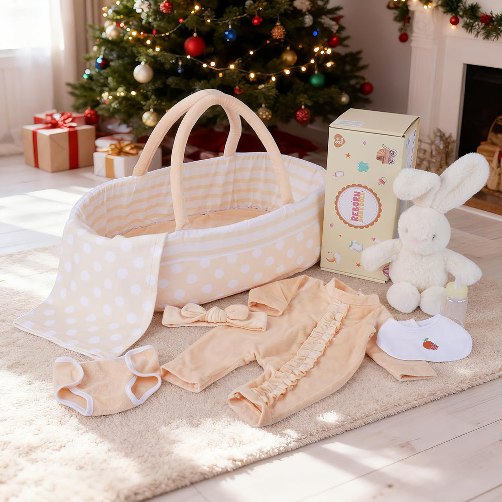 Babeside bassinet and doll clothes set enables portable pretend play