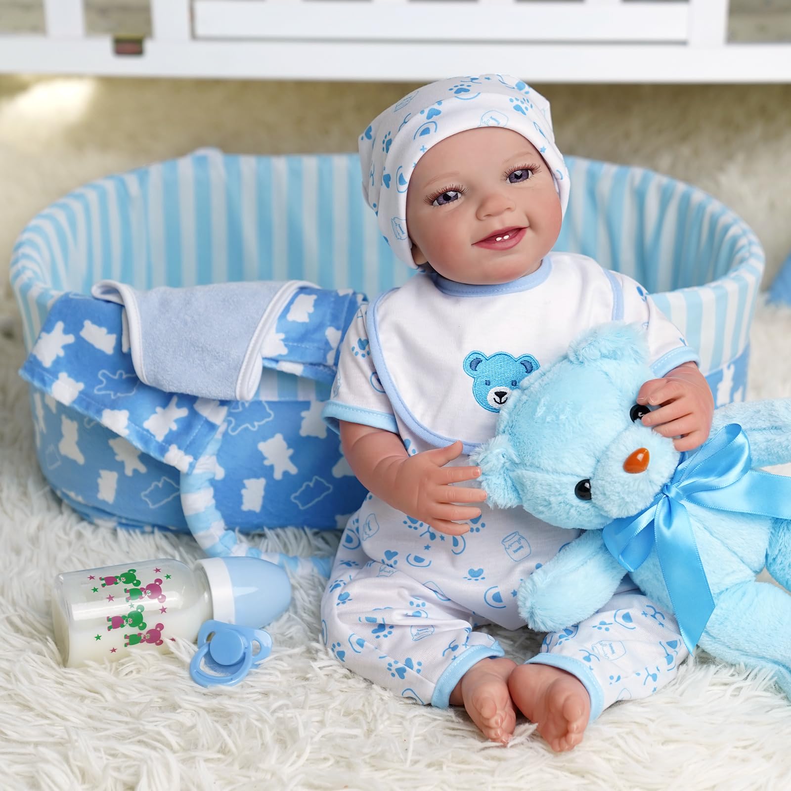BABESIDE bear stuffed toy adds a cuddly companion to scenes.
