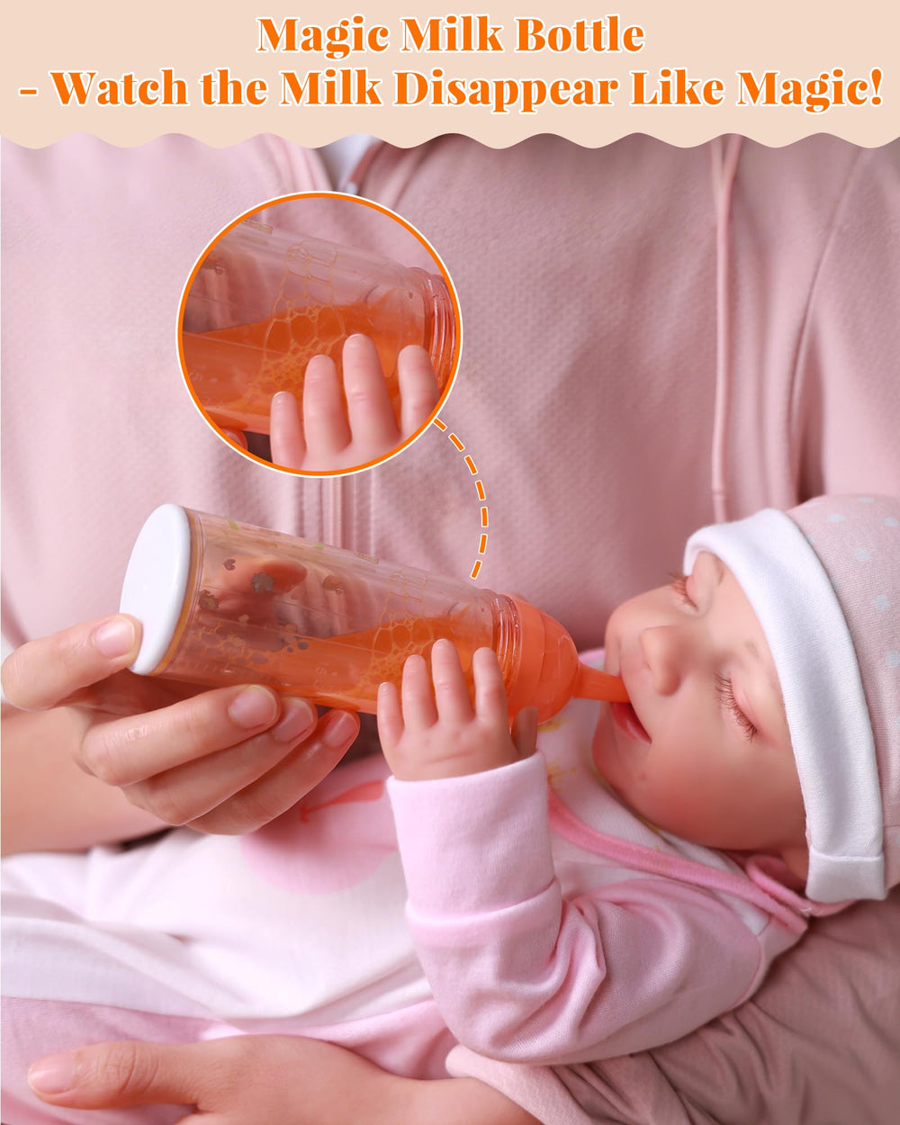 BABESIDE bib in pink floral print designed for easy cleanup during pretend meals