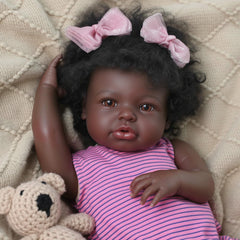 BABESIDE Black Reborn hair and lashes detail – hand-painted features boost realism for bonding