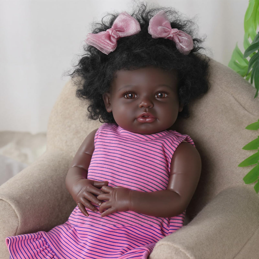 BABESIDE Black Reborn poseable limbs – easy to cradle, sit, or pose for tea parties