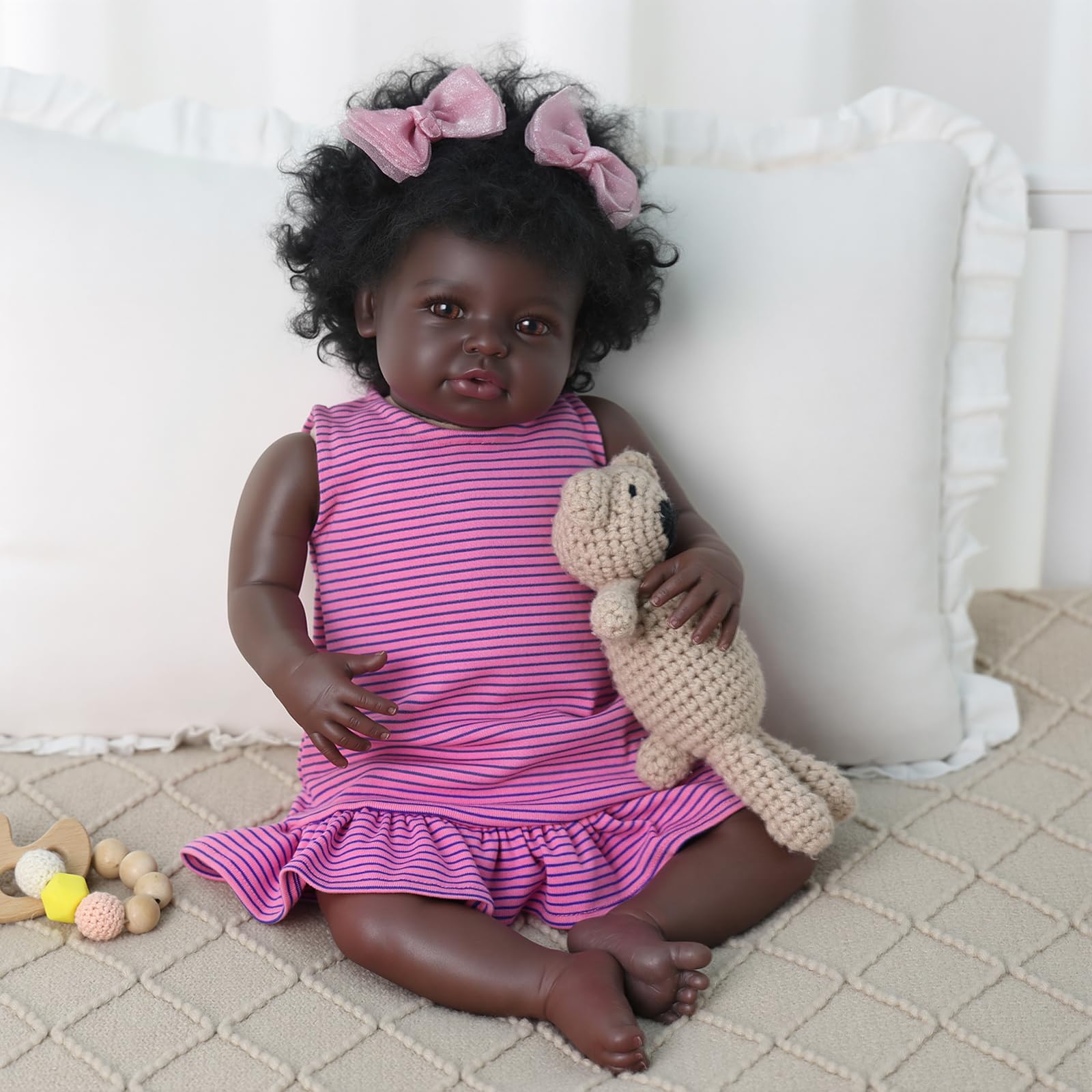 BABESIDE Black Reborn soft vinyl body – lightweight, durable material ideal for daily pretend play