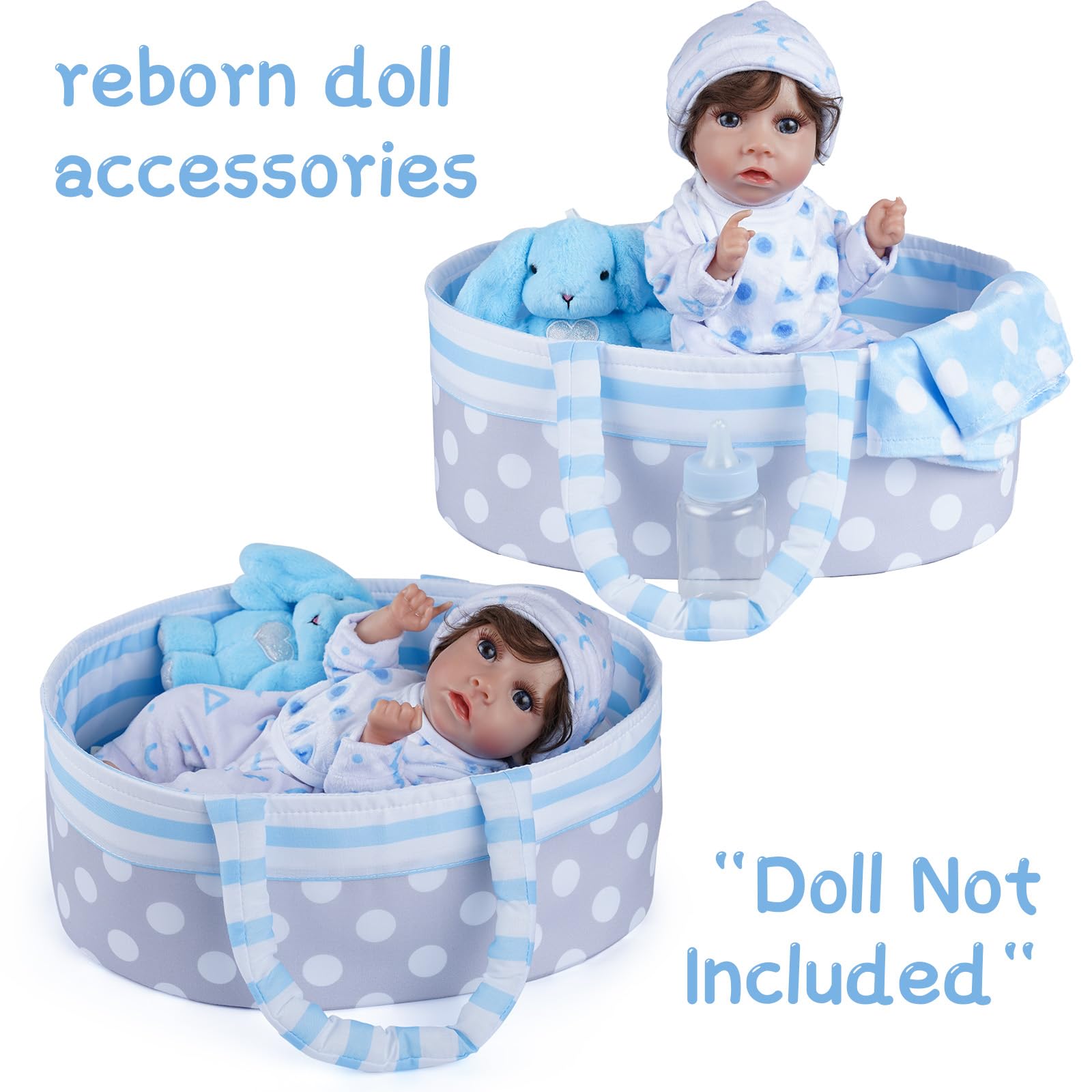 BABESIDE blue onesie for 8-12 inch dolls, soft fabric and easy dressing.