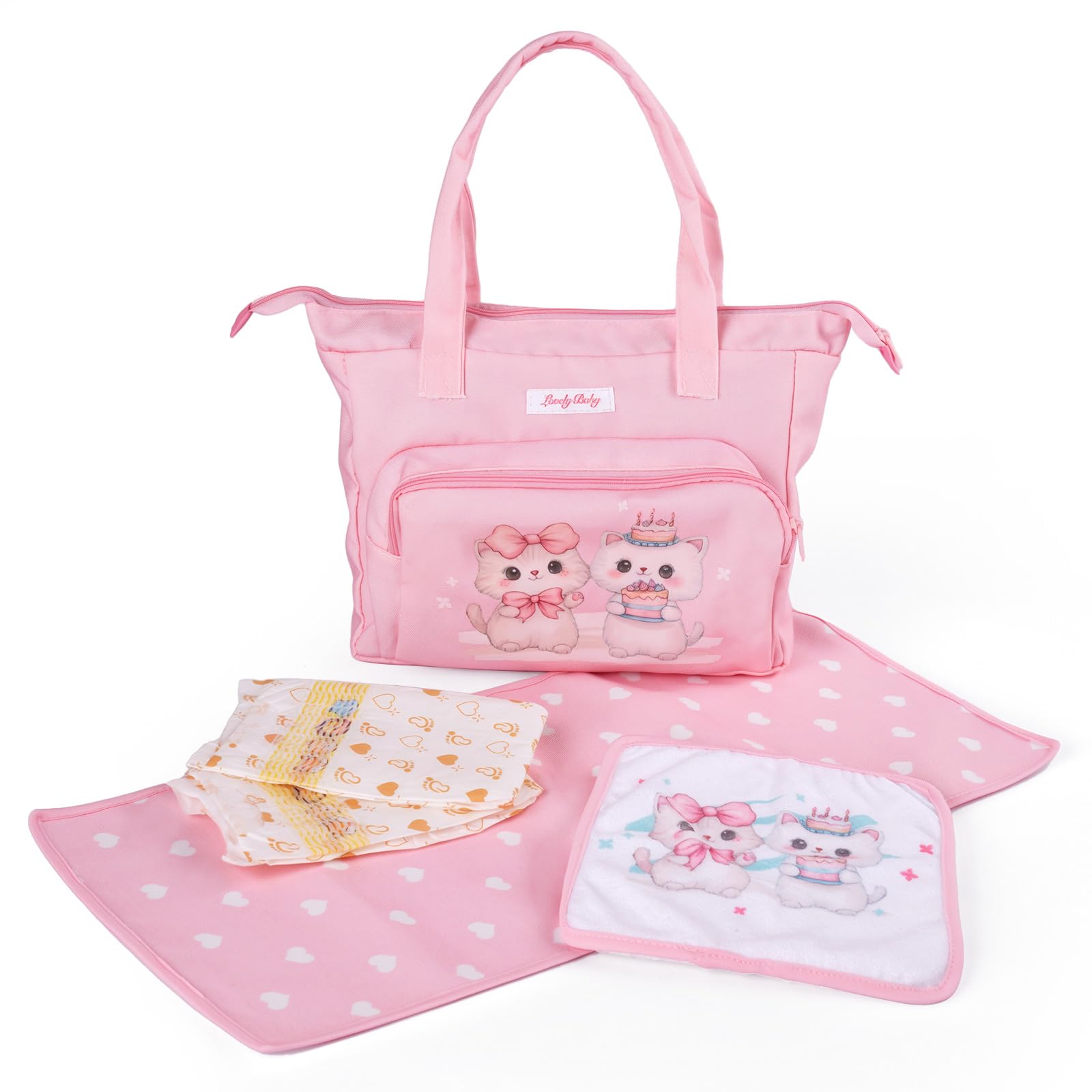 BABESIDE cat-pattern diaper bag for pretend play and easy storage