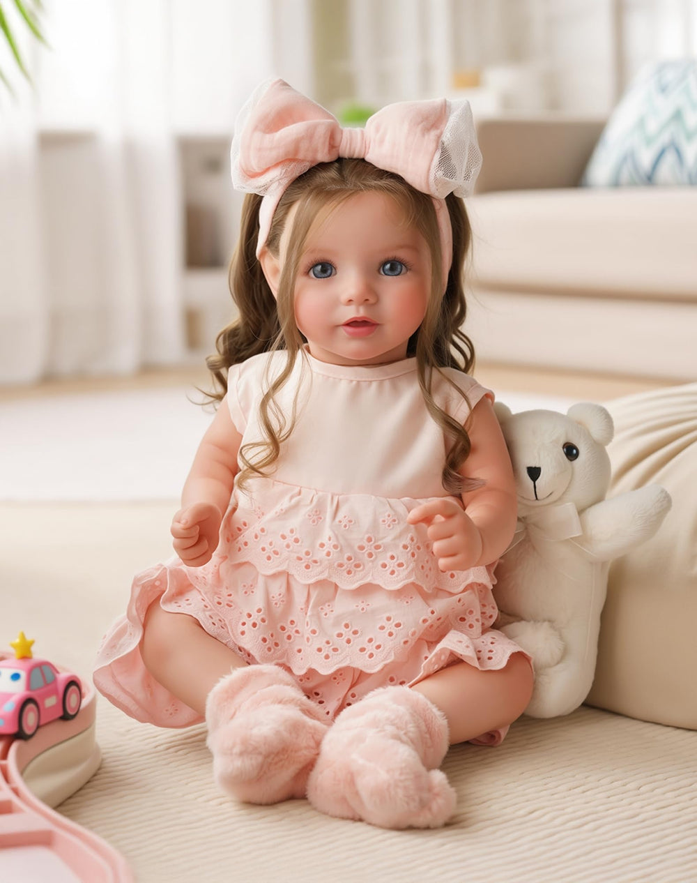 BABESIDE Dara pink princess dress on doll for dress-up