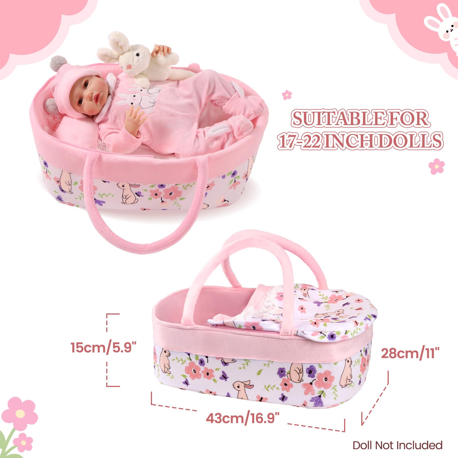 BABESIDE compact doll bassinet scene for portable play and tidy storage on the go.