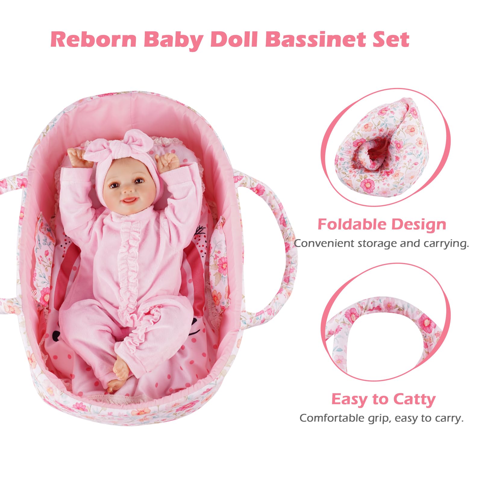 BABESIDE doll bassinet with handle offers easy transport