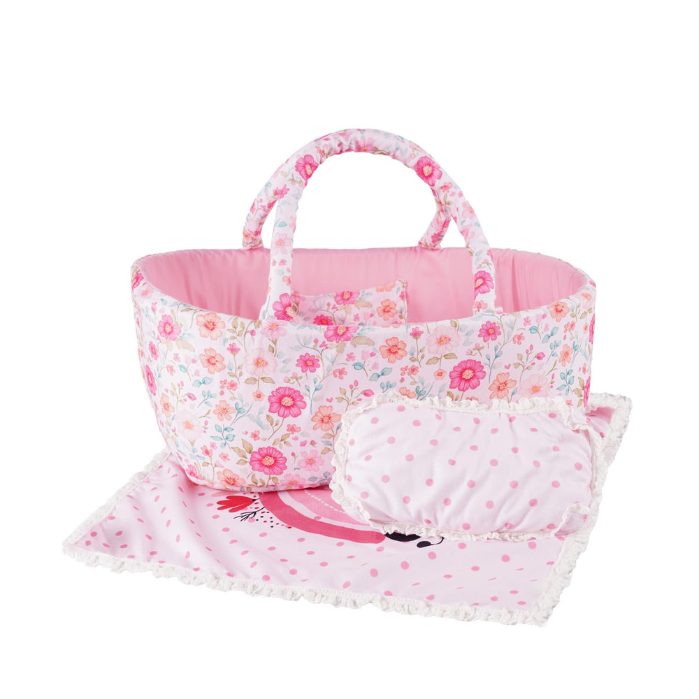 BABESIDE doll bassinet pink foldable for 17-22 inch dolls