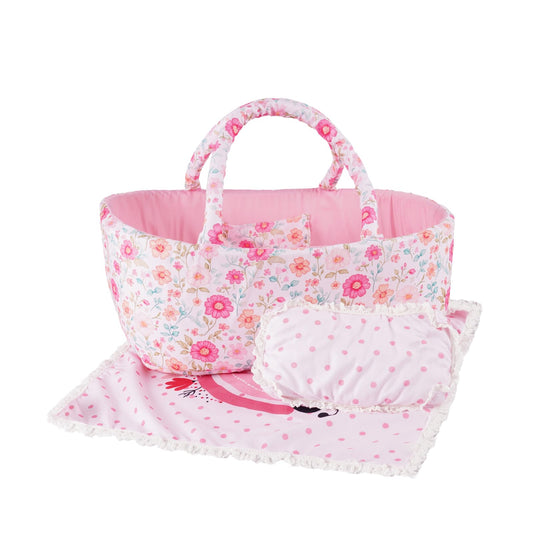 BABESIDE doll bassinet pink foldable for 17-22 inch dolls