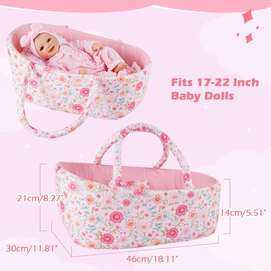 BABESIDE 3pc doll bedding set with floral pattern for cozy play sessions