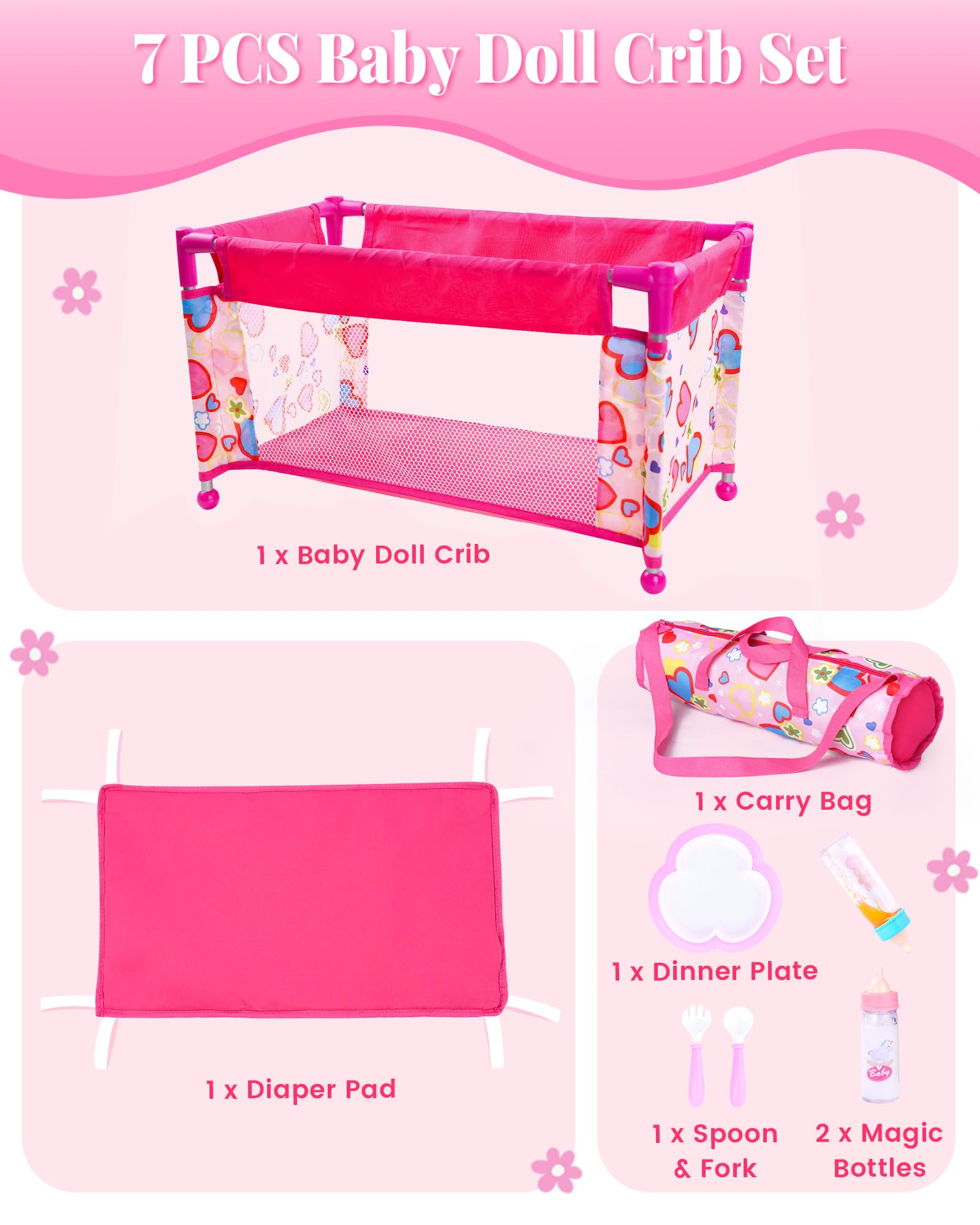 BABESIDE doll crib dimensions show compact design for small spaces.