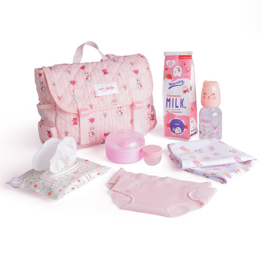 BABESIDE diaper bag for reborn dolls with kitten pattern and roomy pockets for essentials