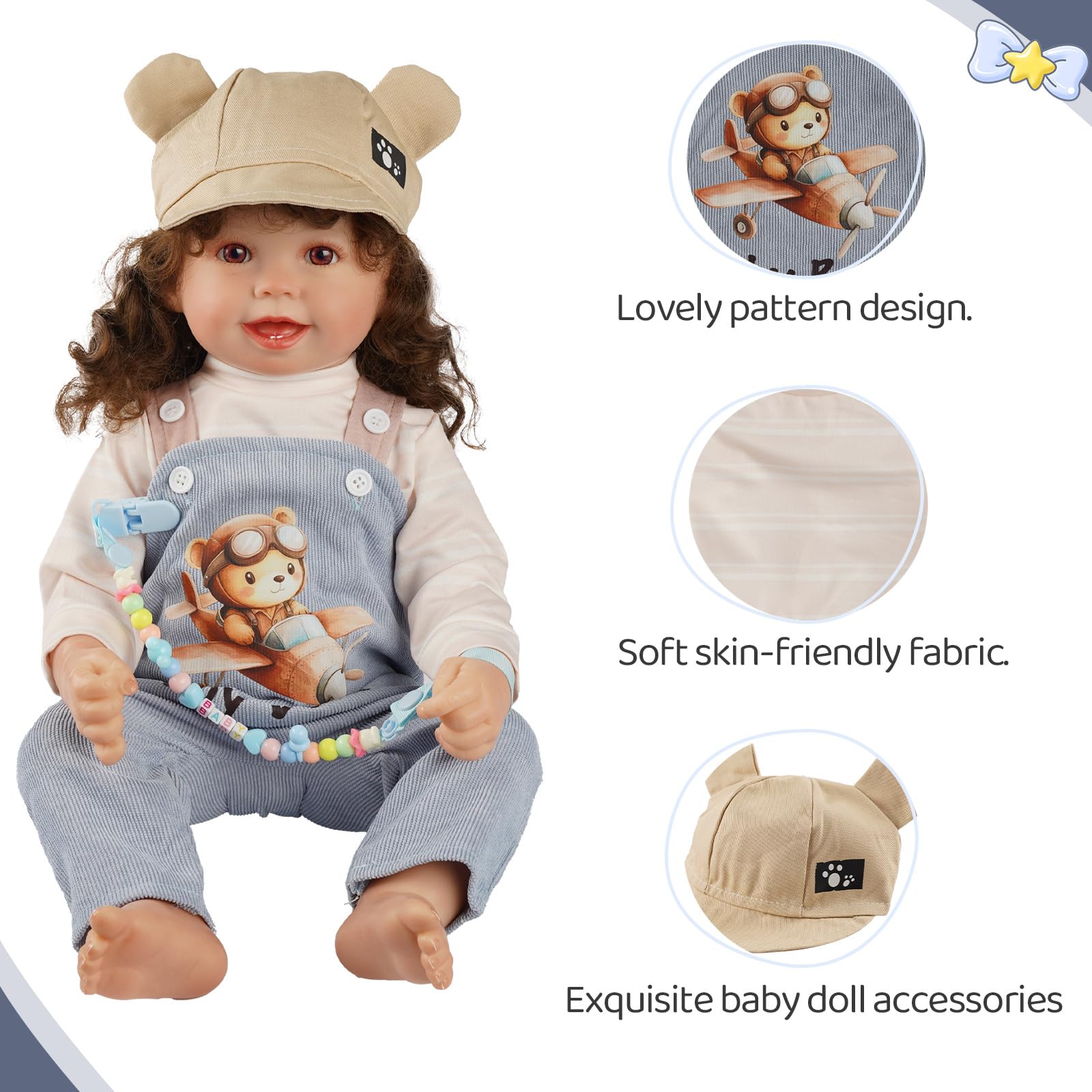 BABESIDE doll-hat blue keeps dolls cozy and stylish during pretend play