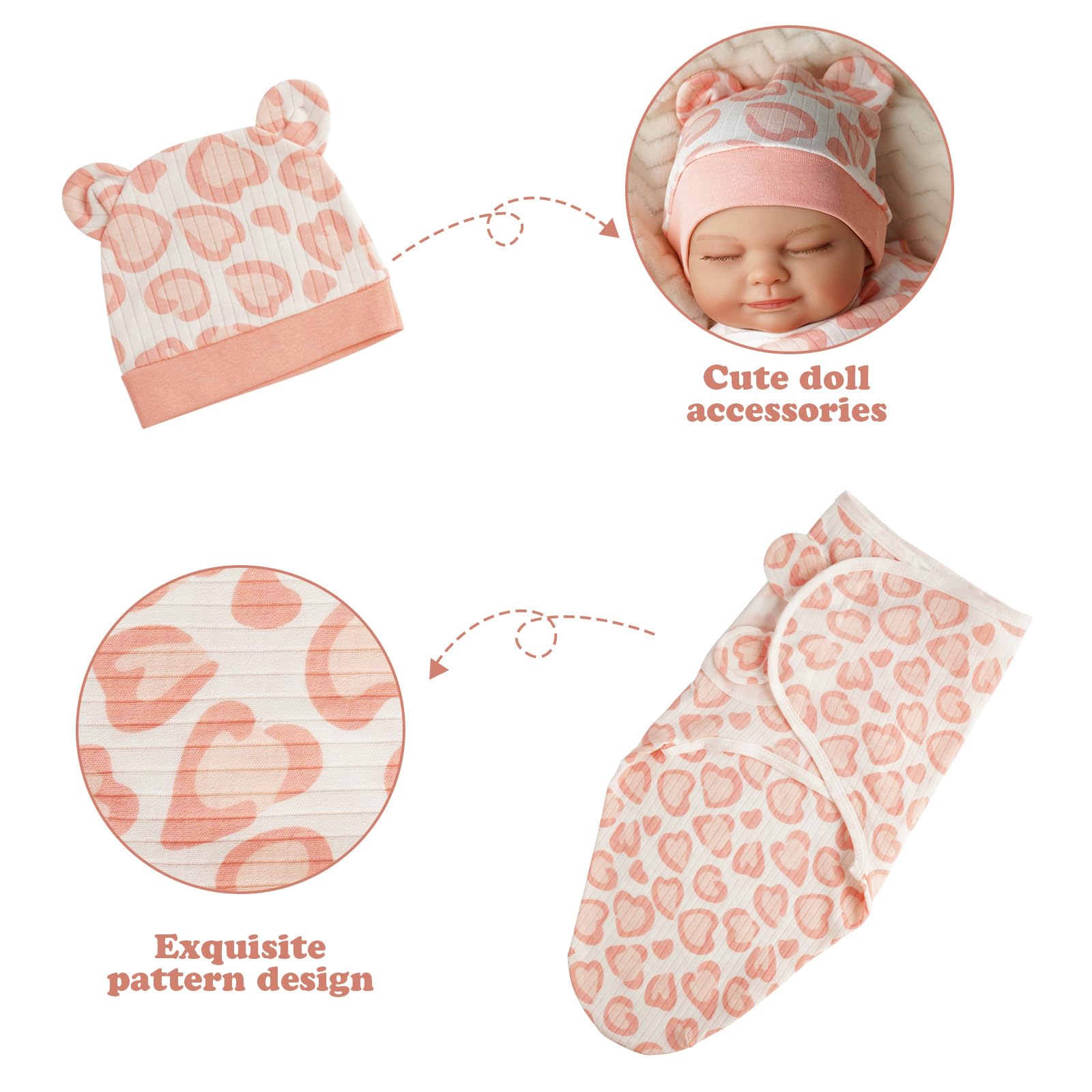 BABESIDE pink doll hat adds cozy styling for tiny dolls.