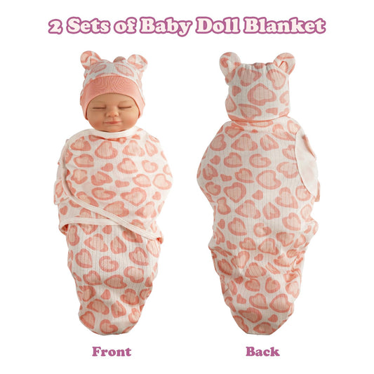 BABESIDE doll hats in pink coordinating with blankets for a complete set.