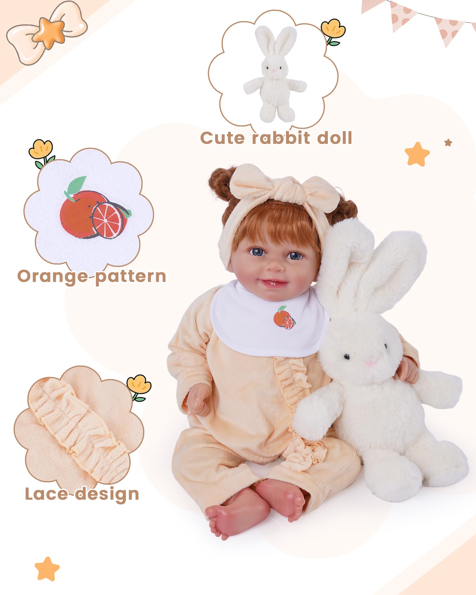 Babeside doll onesie set fits 17-22 inch dolls for quick dress-ups