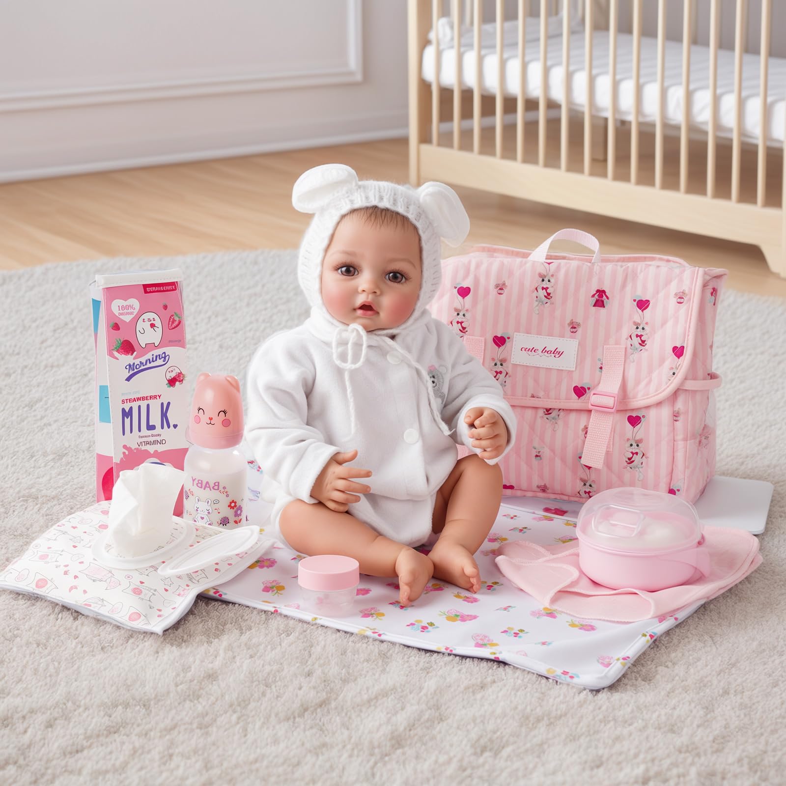 BABESIDE tissue bag with tissue for quick cleanup during play