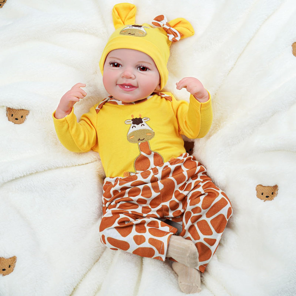 BABESIDE giraffe-pattern pants for 17-22 inch dolls, cozy fit for daily play