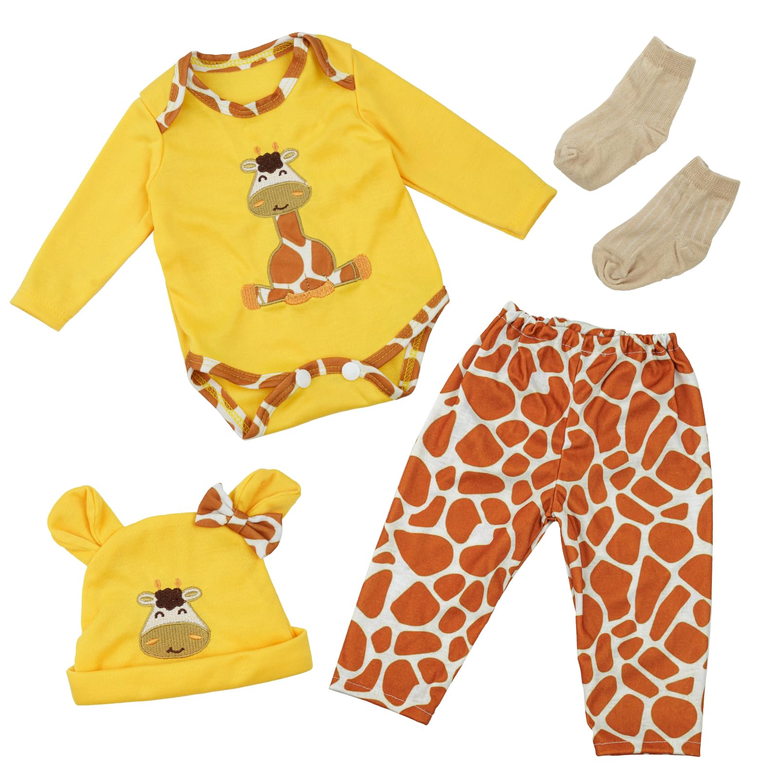 BABESIDE giraffe-pattern top for 17-22 inch dolls, soft and easy to dress