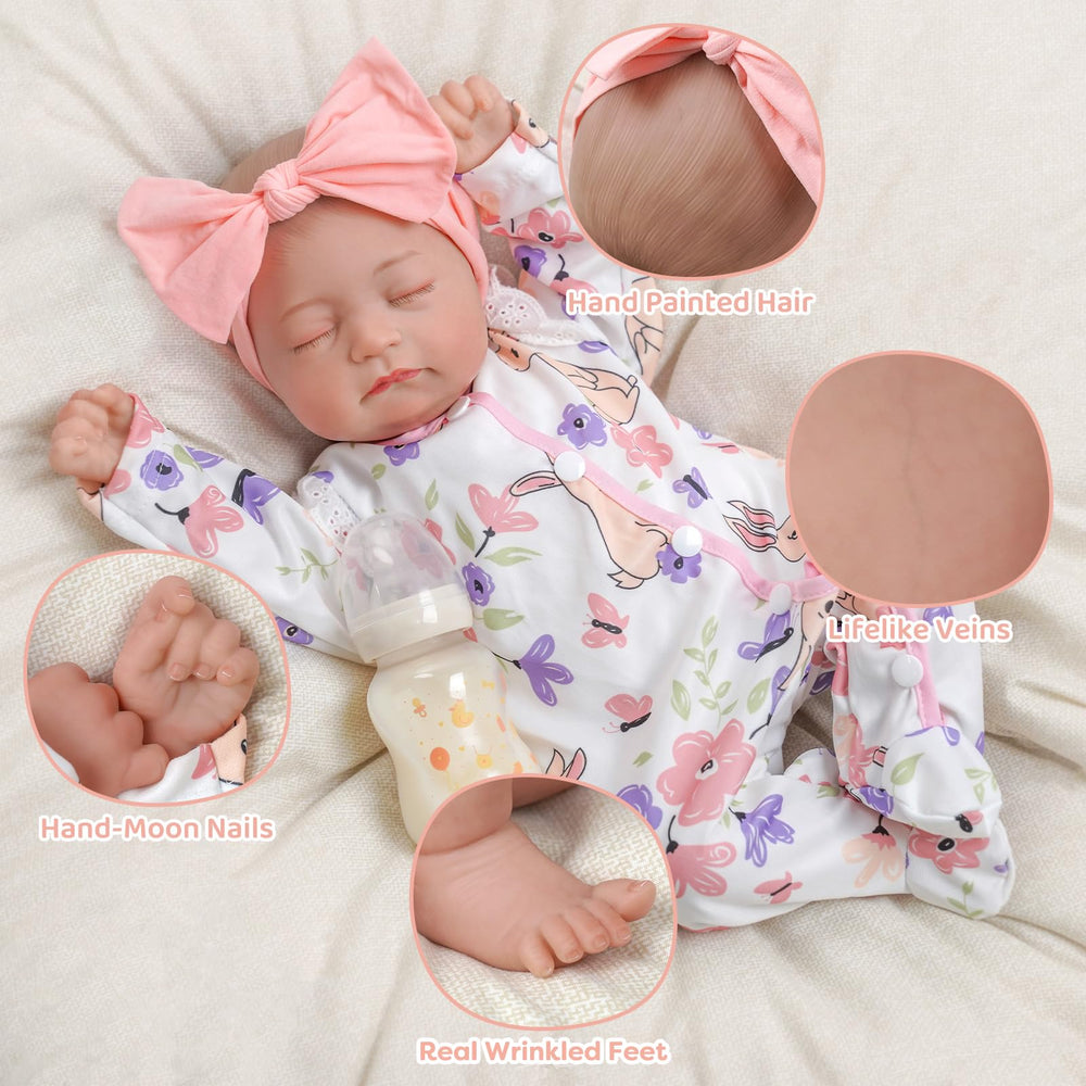 BABESIDE lifelike doll with hand-painted veins and rosy cheeks for realistic display.
