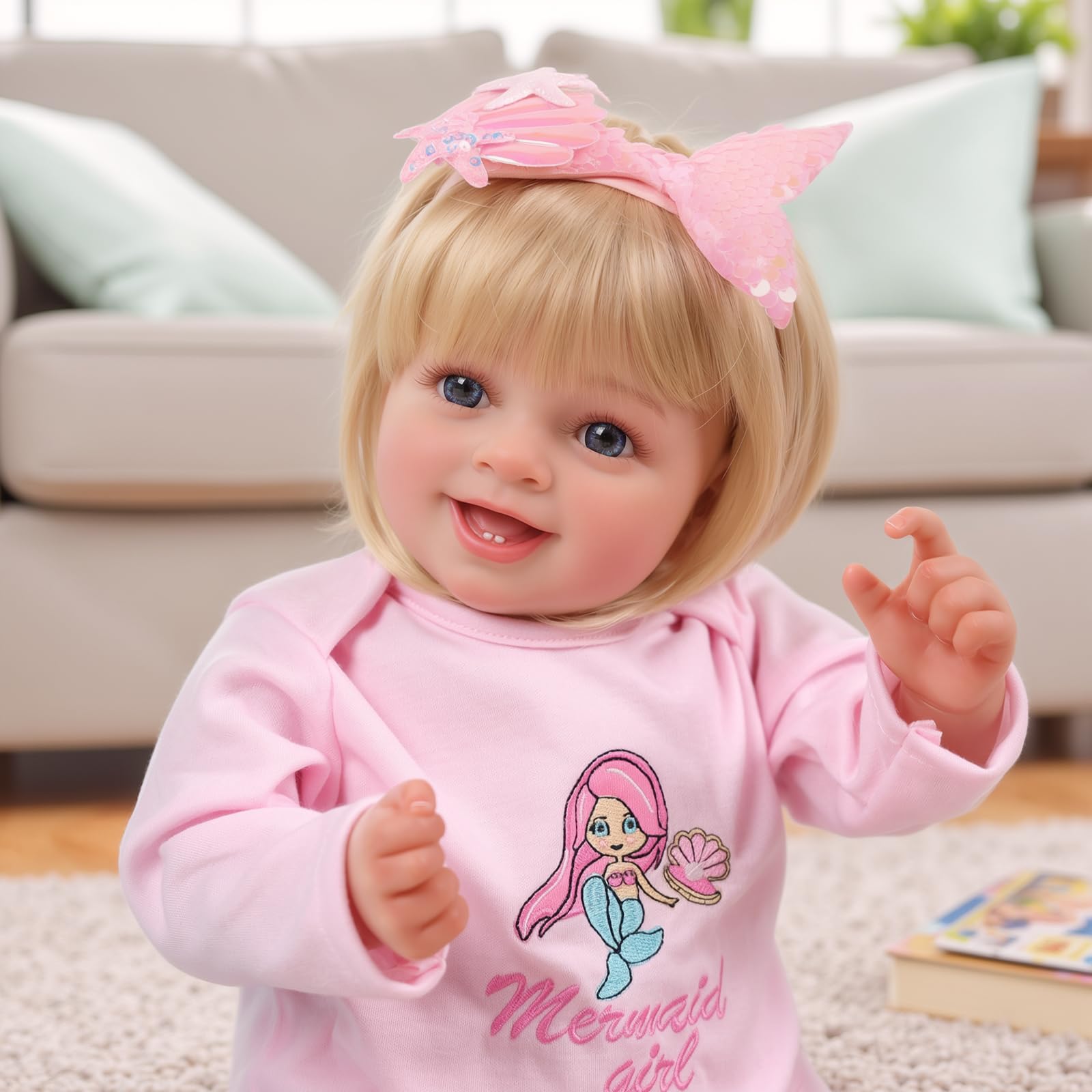 BABESIDE lifelike doll face closeup, ideal for nurturing role-play and realism.