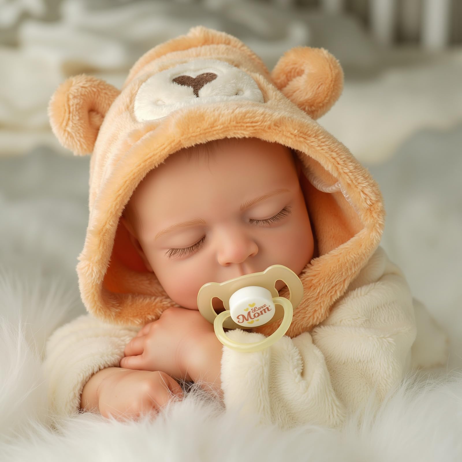 BABESIDE Lifelike sleeping face suits nurturing role-play and soothing moments.