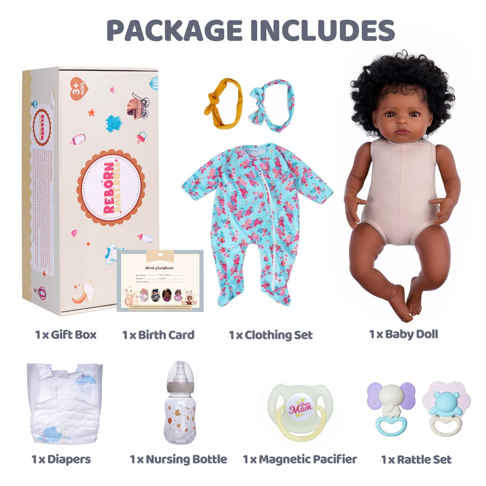 BABESIDE magnetized pacifier included for realistic feeding moments