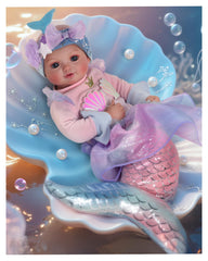 BABESIDE Mermaid Baby Doll face detail for lifelike, cuddly pretend play